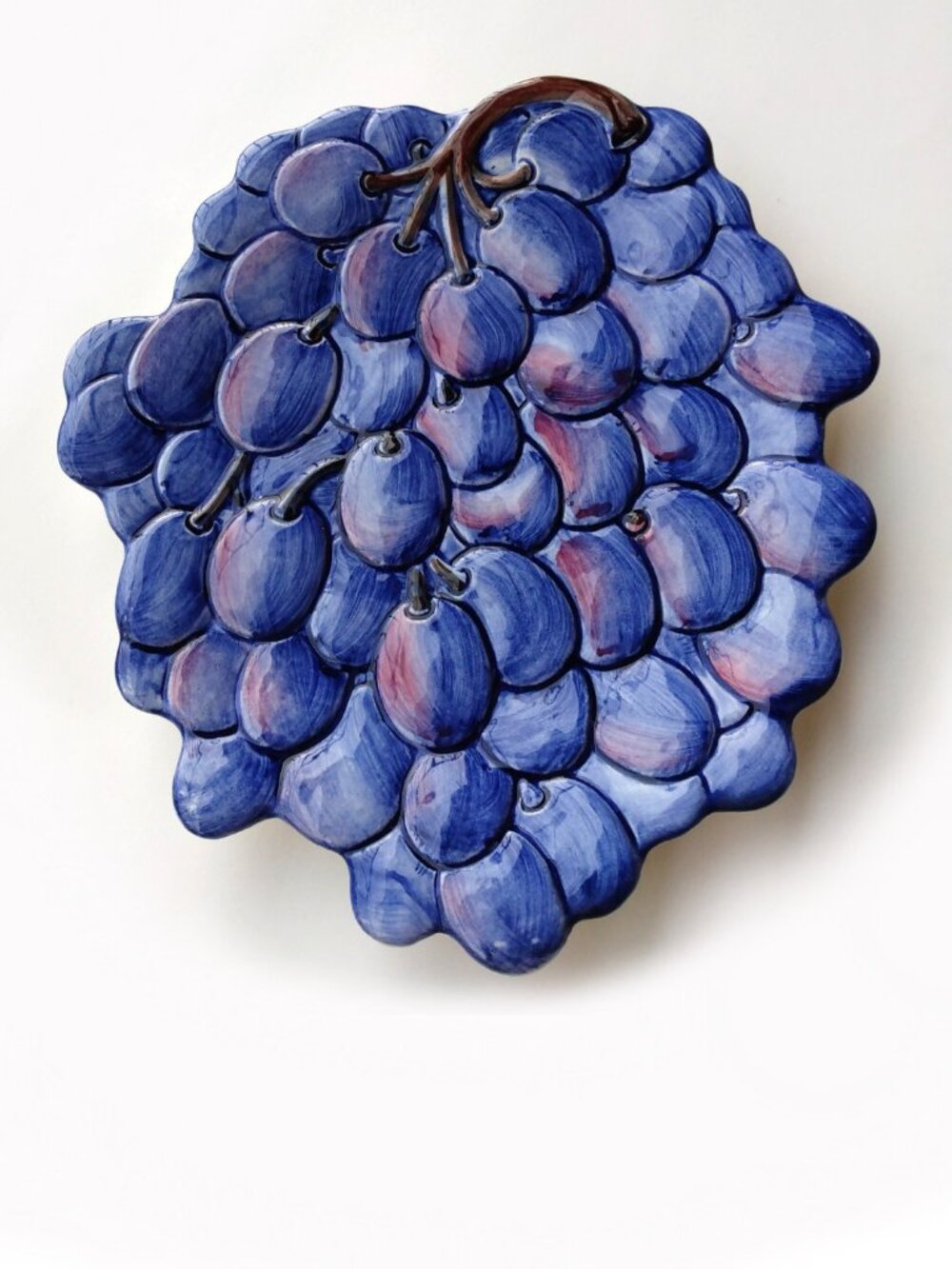 Vintage Italian Pottery Decorative Stoneware Serving Plate – Blue Grape Cluster